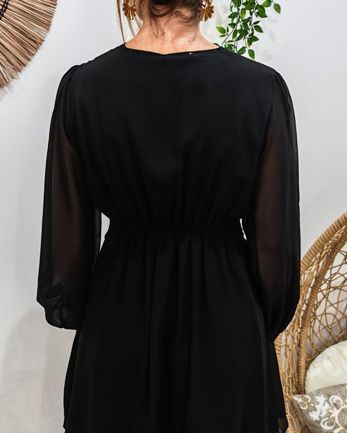  Robe courte femme unie noire Gabrielle