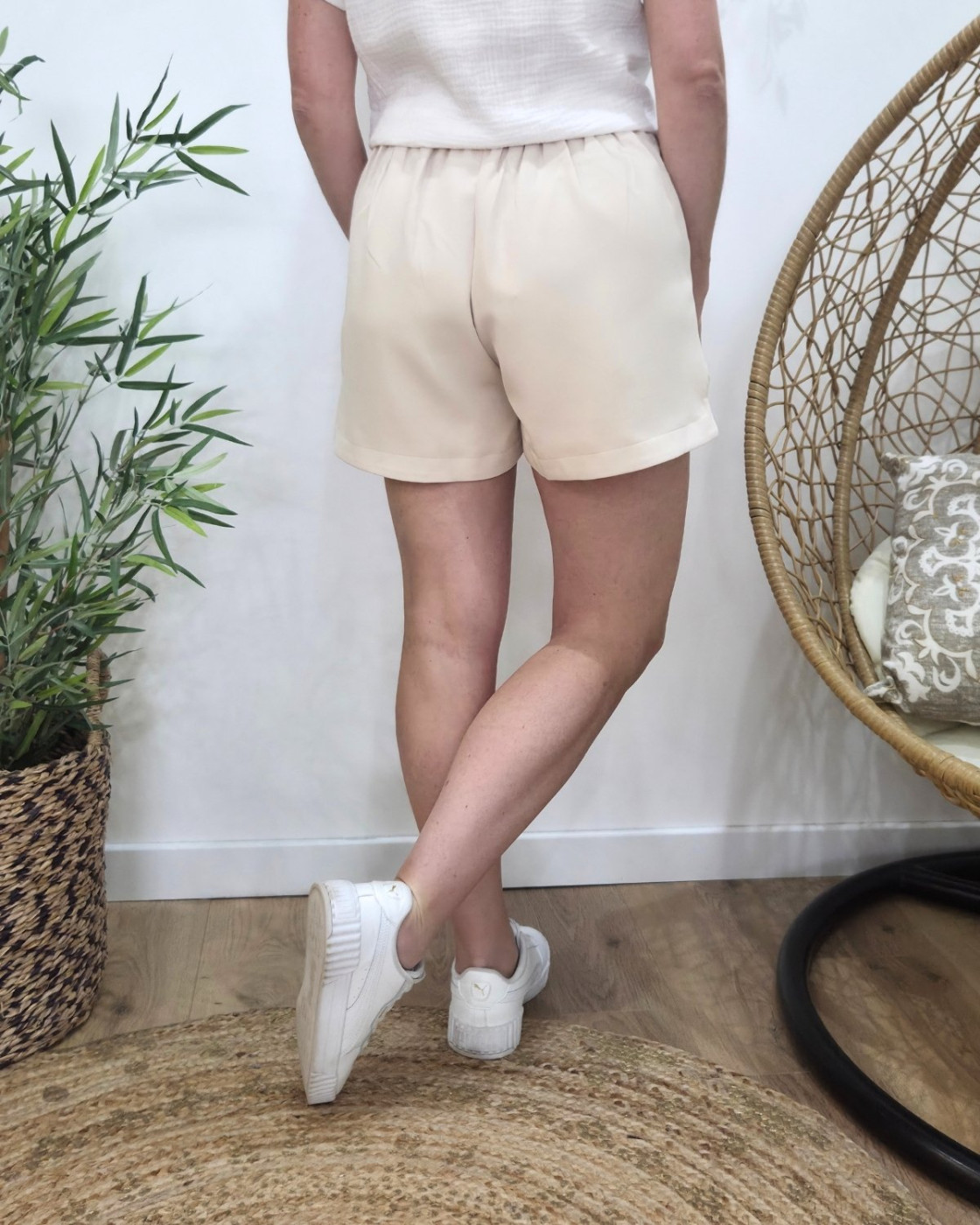 Short femme fluide Linette beige