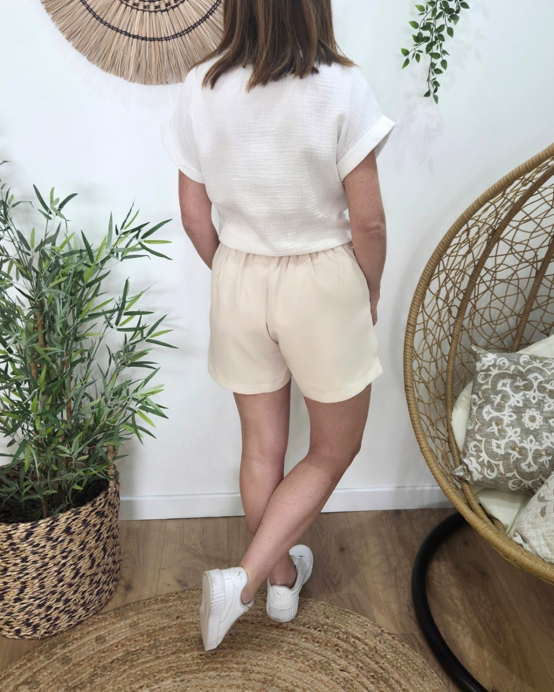 Short femme fluide Linette beige