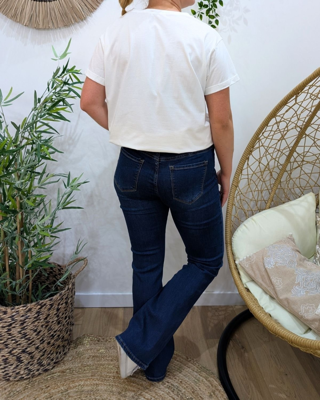 T-Shirt blanc broderie coeur dégradé rouge