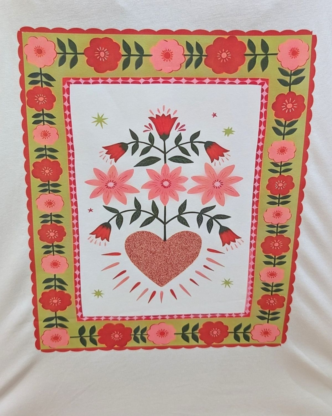 T-Shirt femme oversize blanc bouquet de fleurs