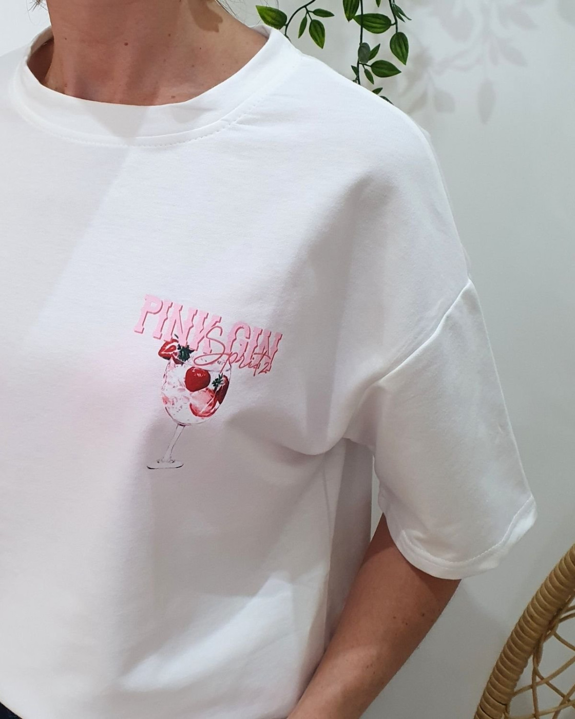 T-Shirt femme blanc Pink Gin Spritz rose