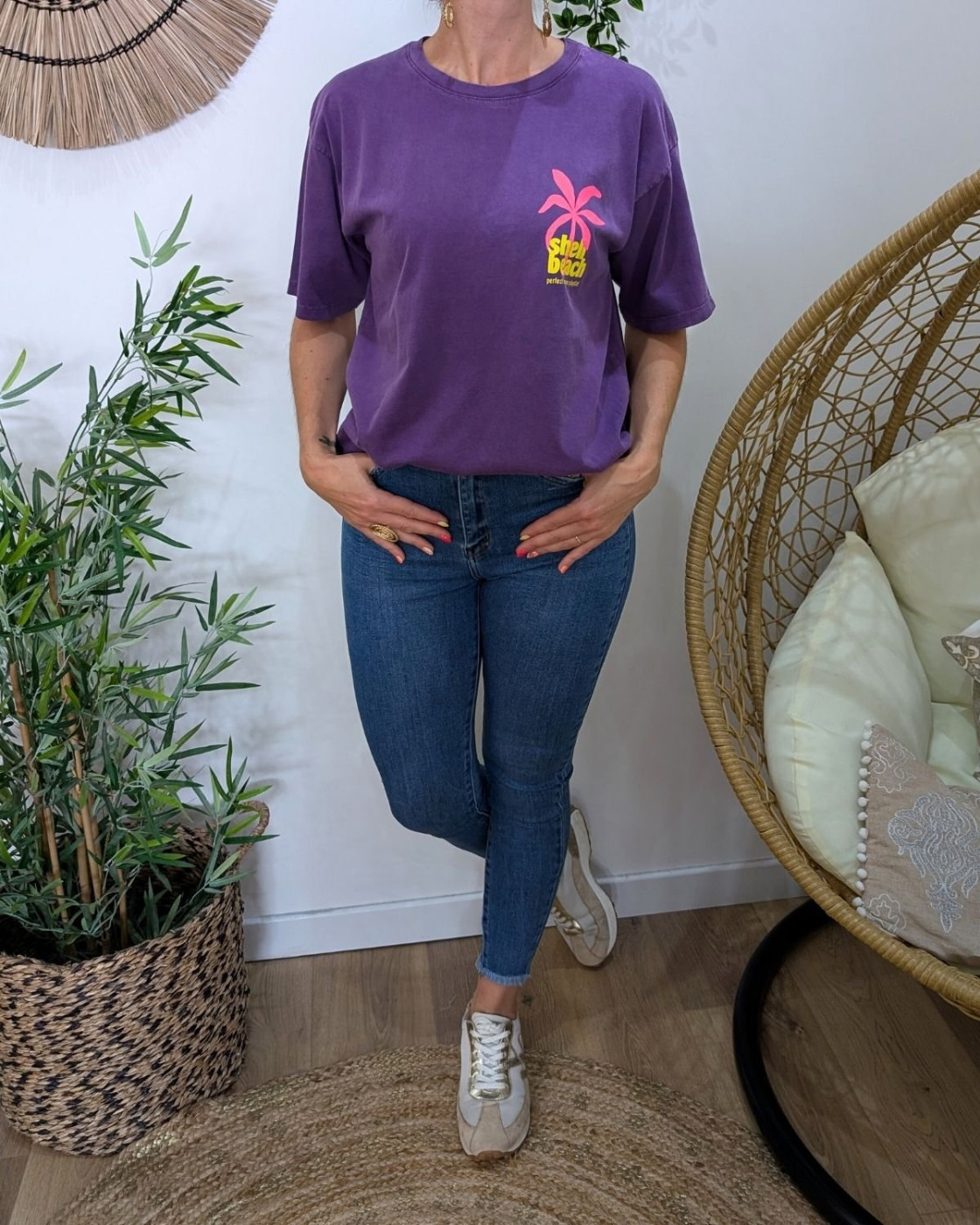 T-Shirt femme Shell beach-Violet