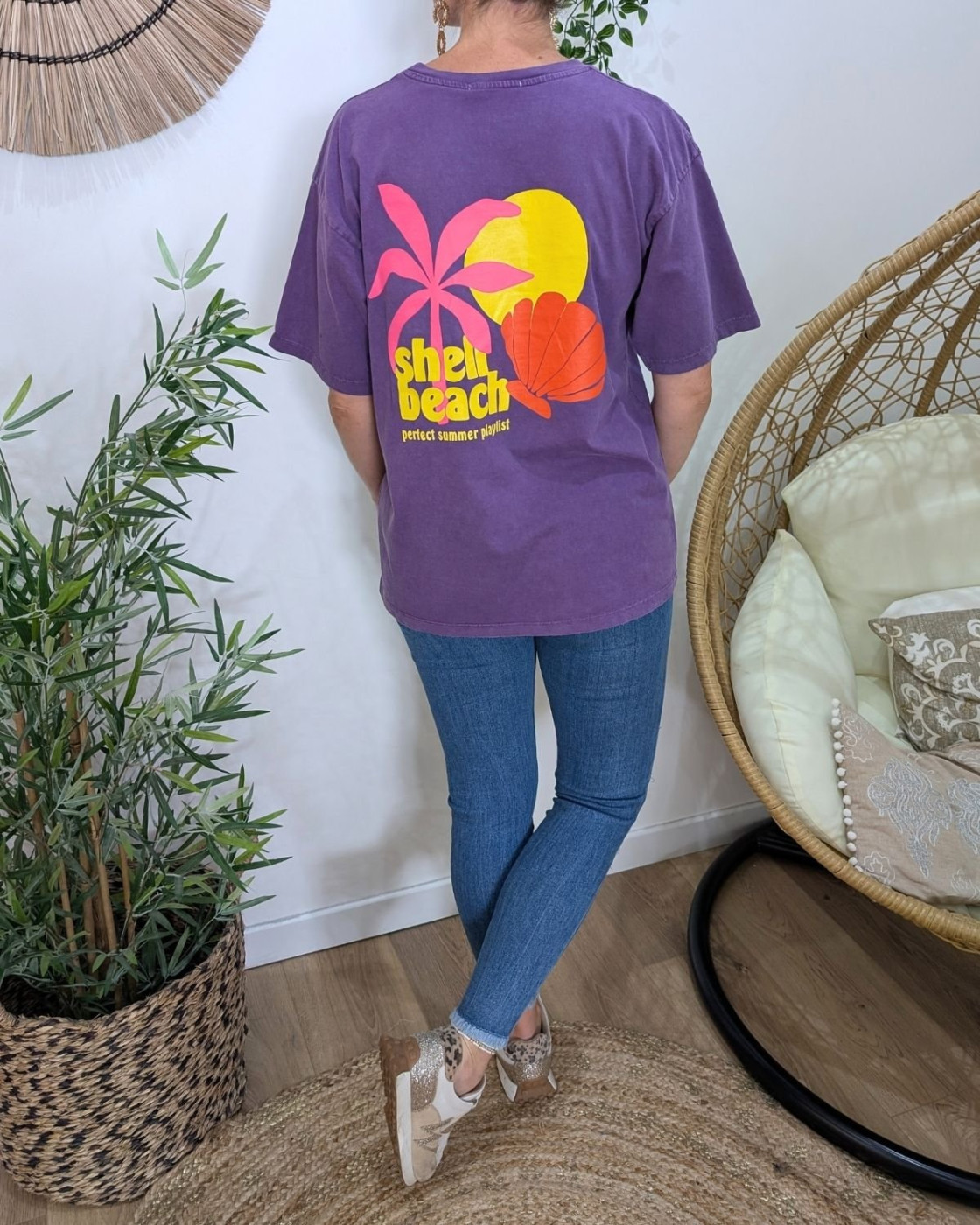 T-Shirt femme Shell beach-Violet