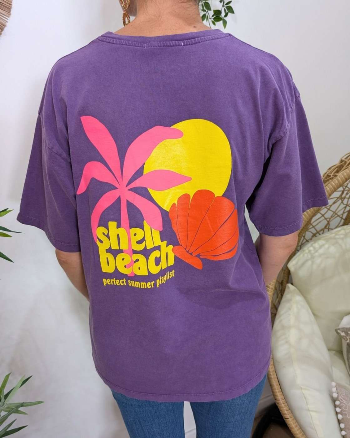 T-Shirt femme Shell beach-Violet