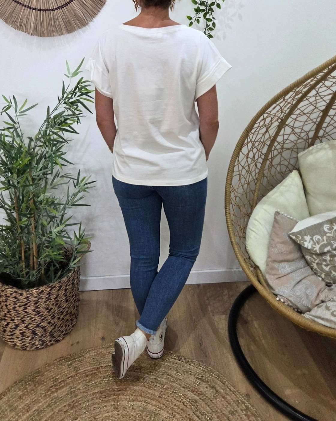 T-Shirt femme ecru Fresh strawberry vibes