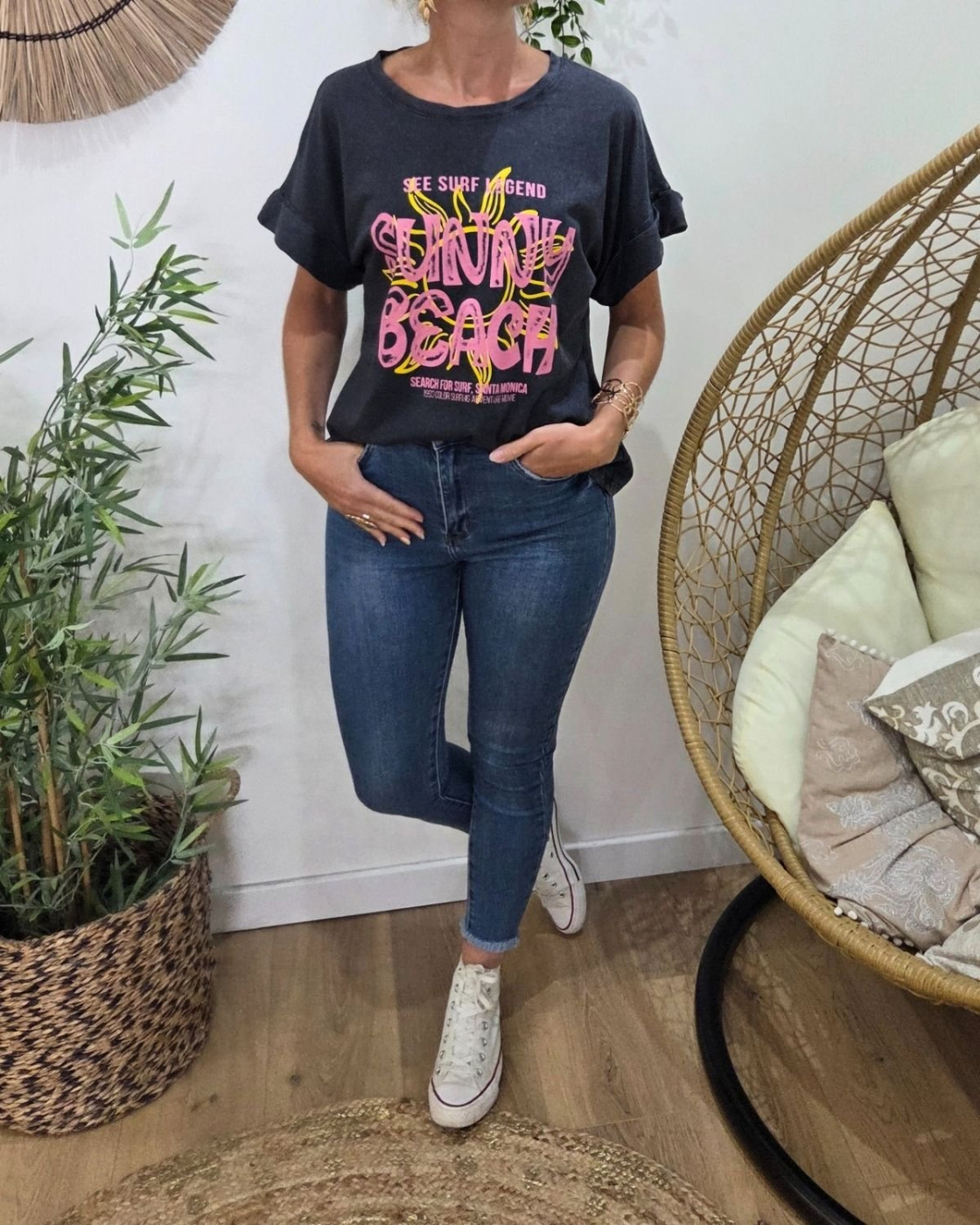 T-Shirt femme gris sunny beach