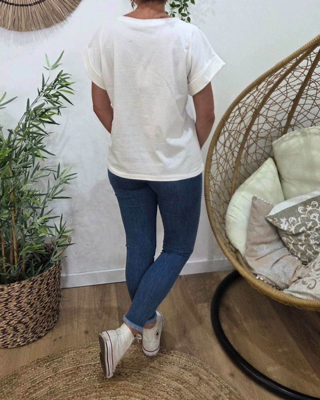 T-Shirt femme ecru léopard doré 