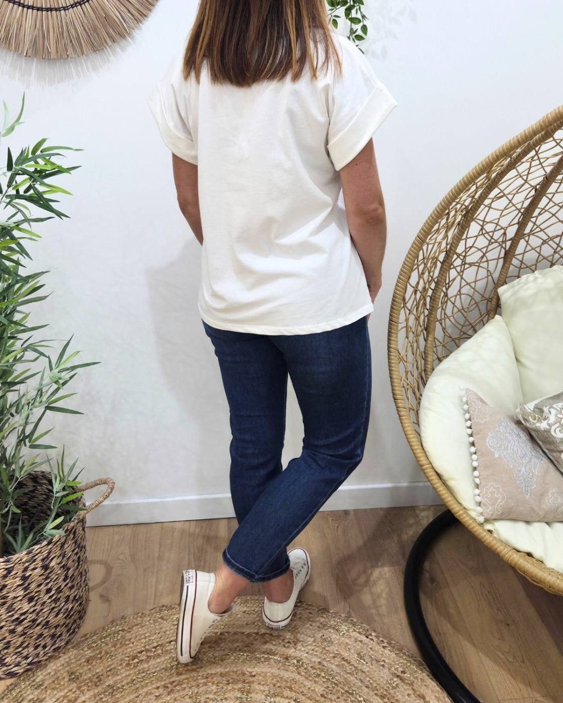 T-Shirt femme blanc éclair python léopard doré