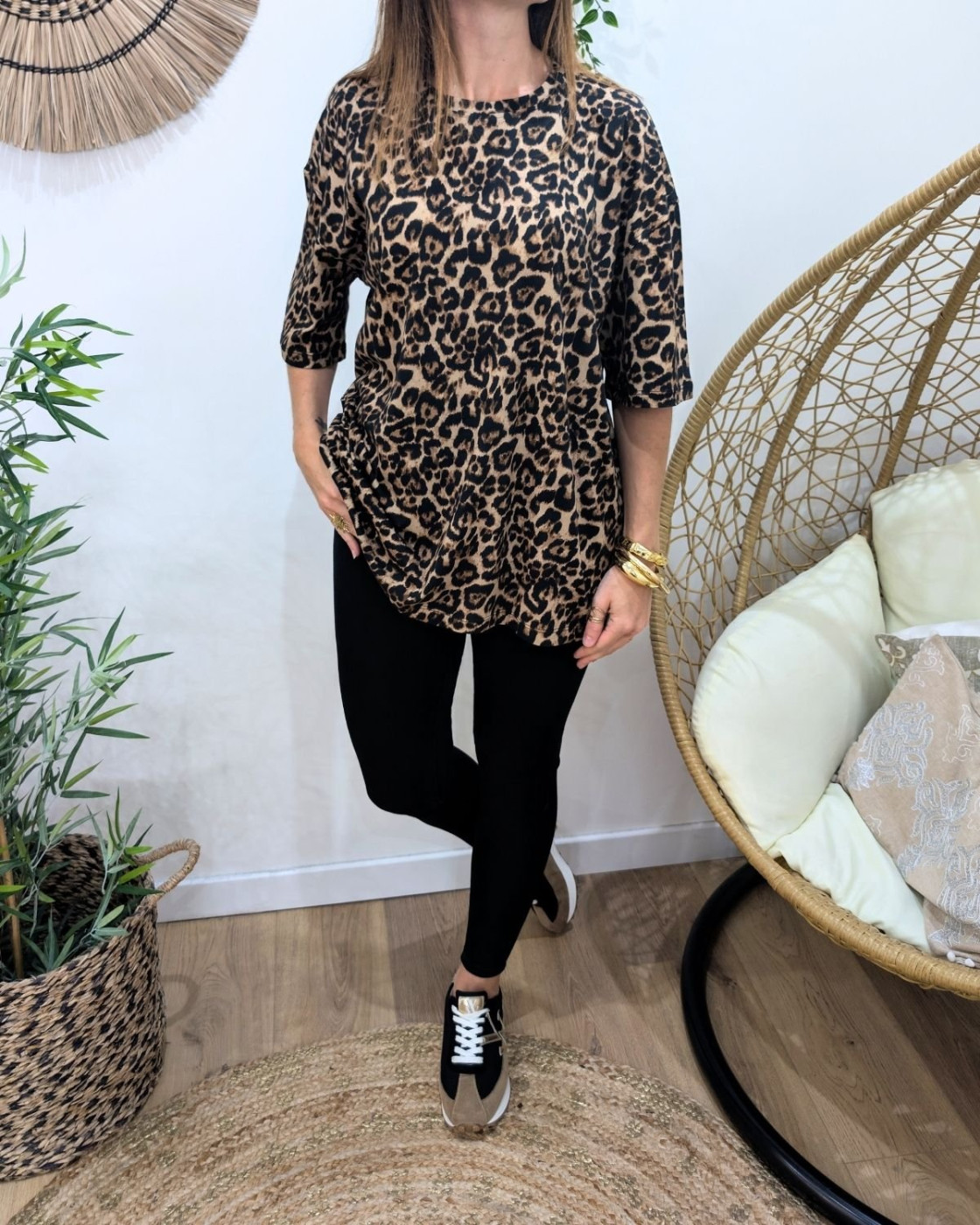 T-Shirt femme léopard oversize