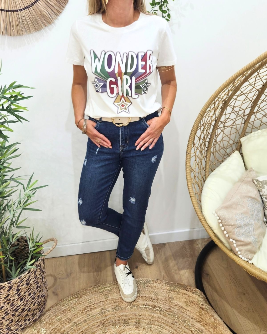 T-Shirt femme blanc Wonder Girl
