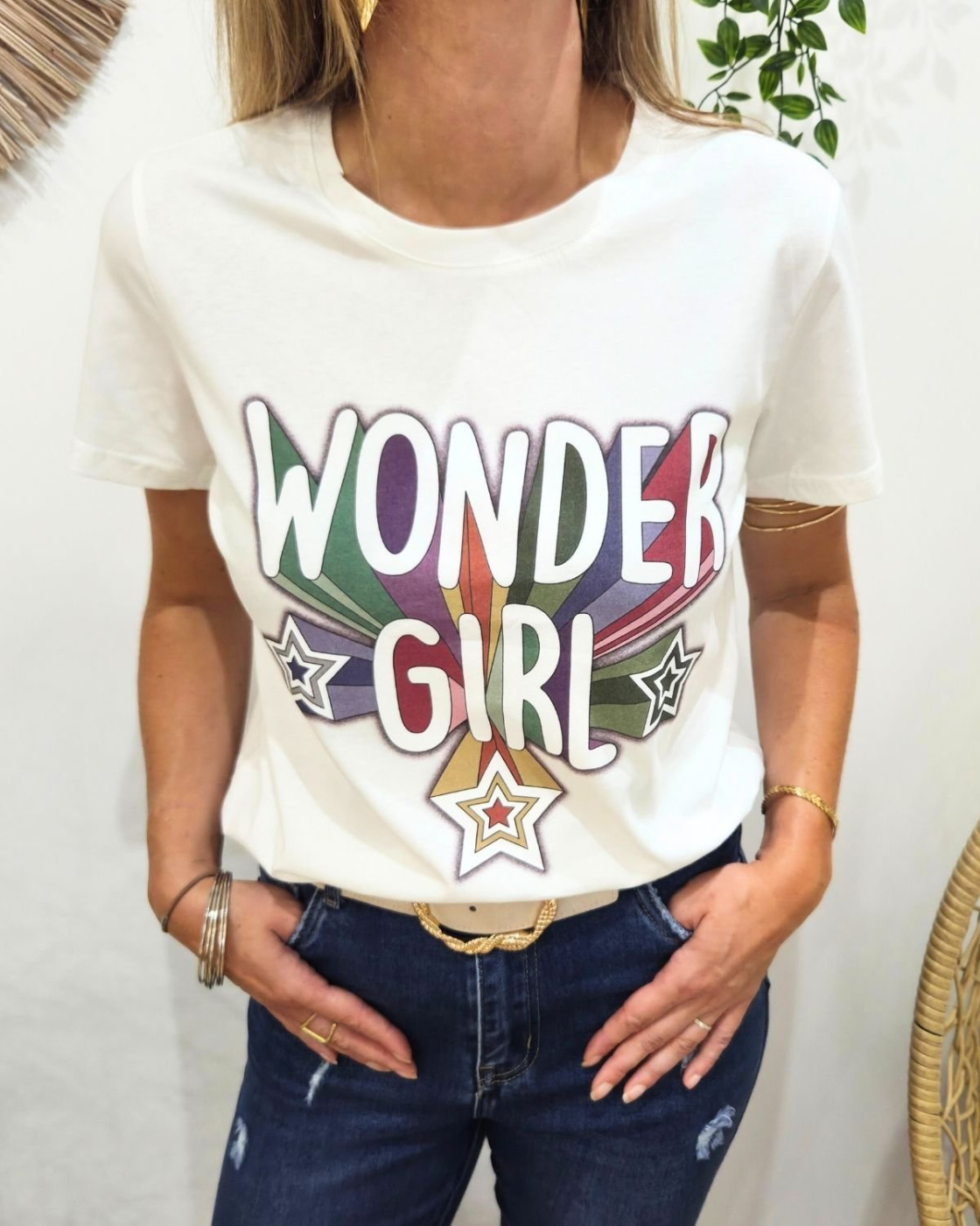 T-Shirt femme blanc Wonder Girl