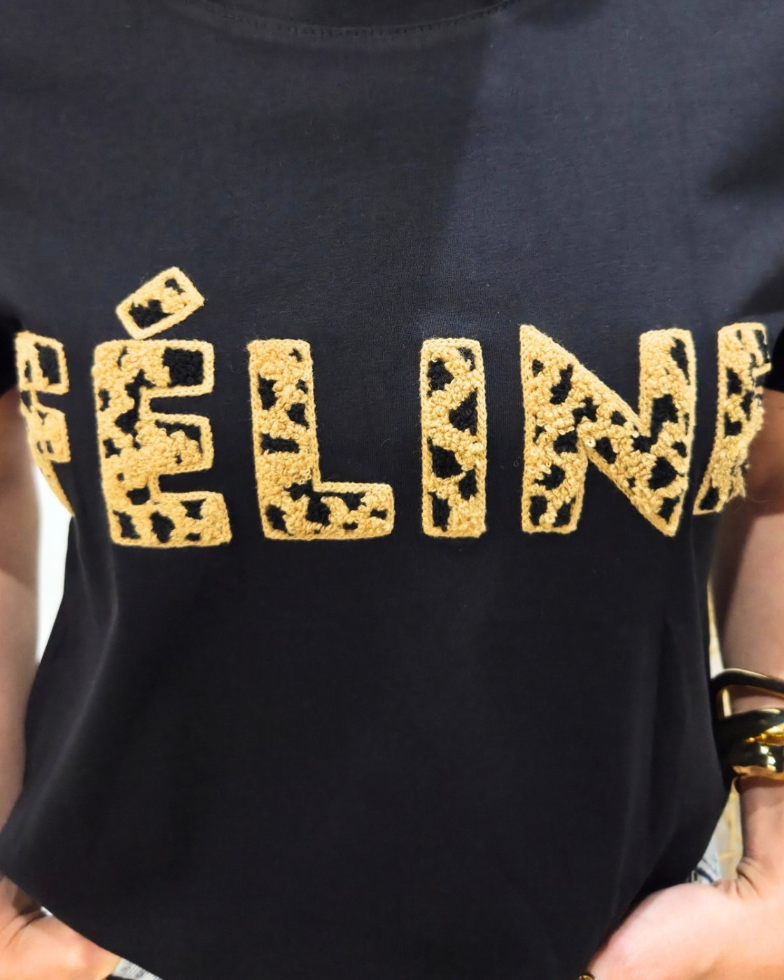 T-Shirt femme noir Féline