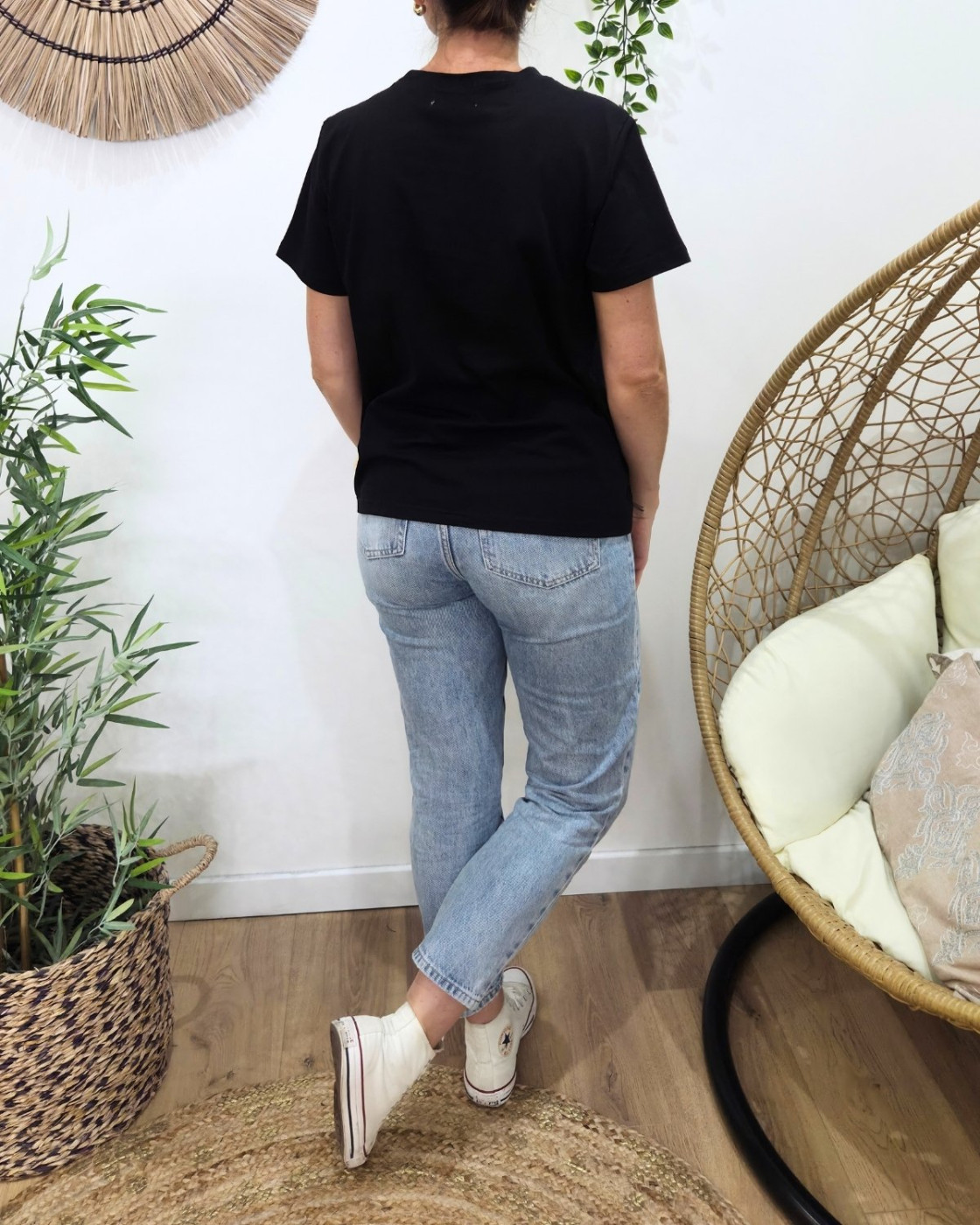 T-Shirt femme noir Féline