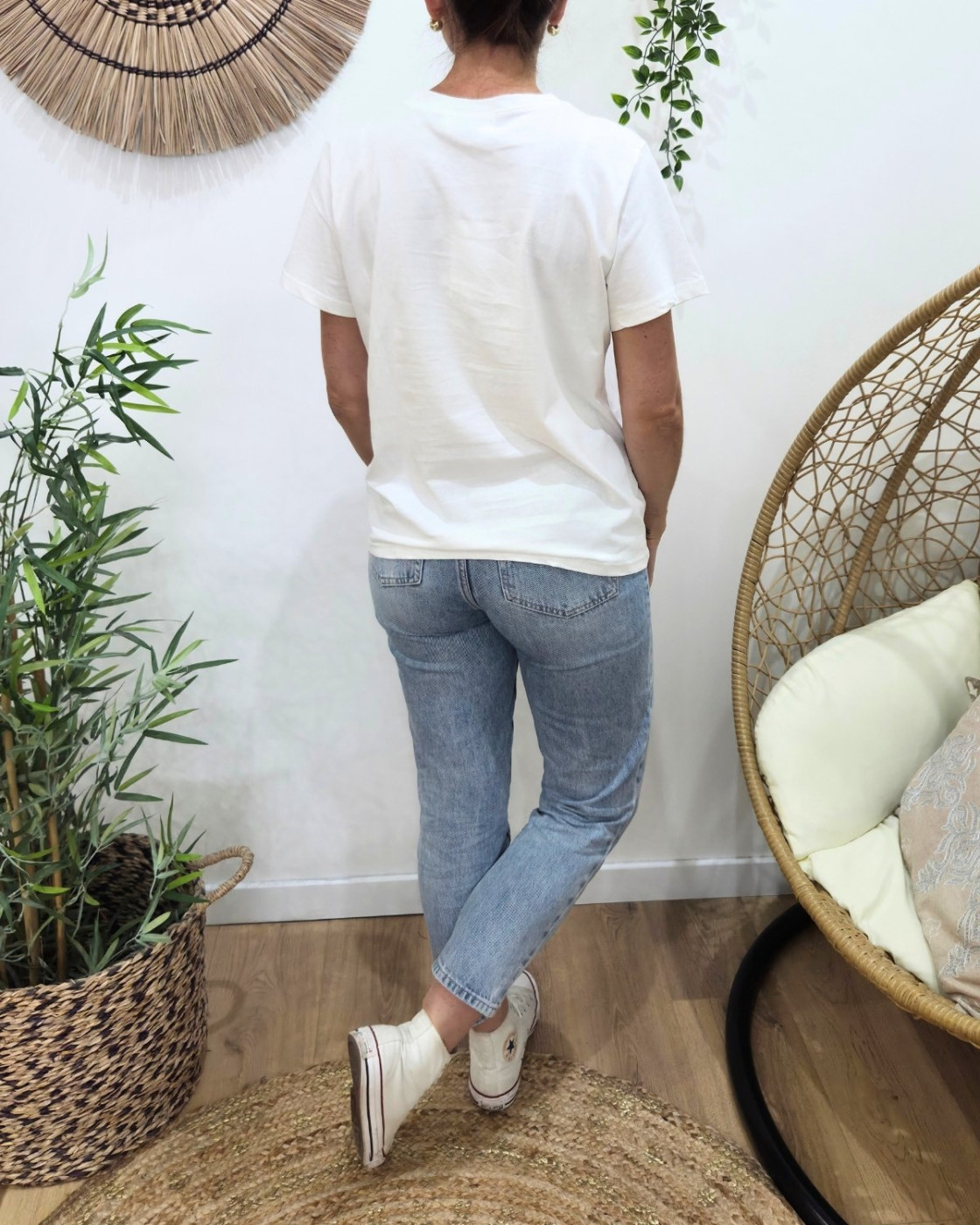 T-Shirt femme blanc Féline