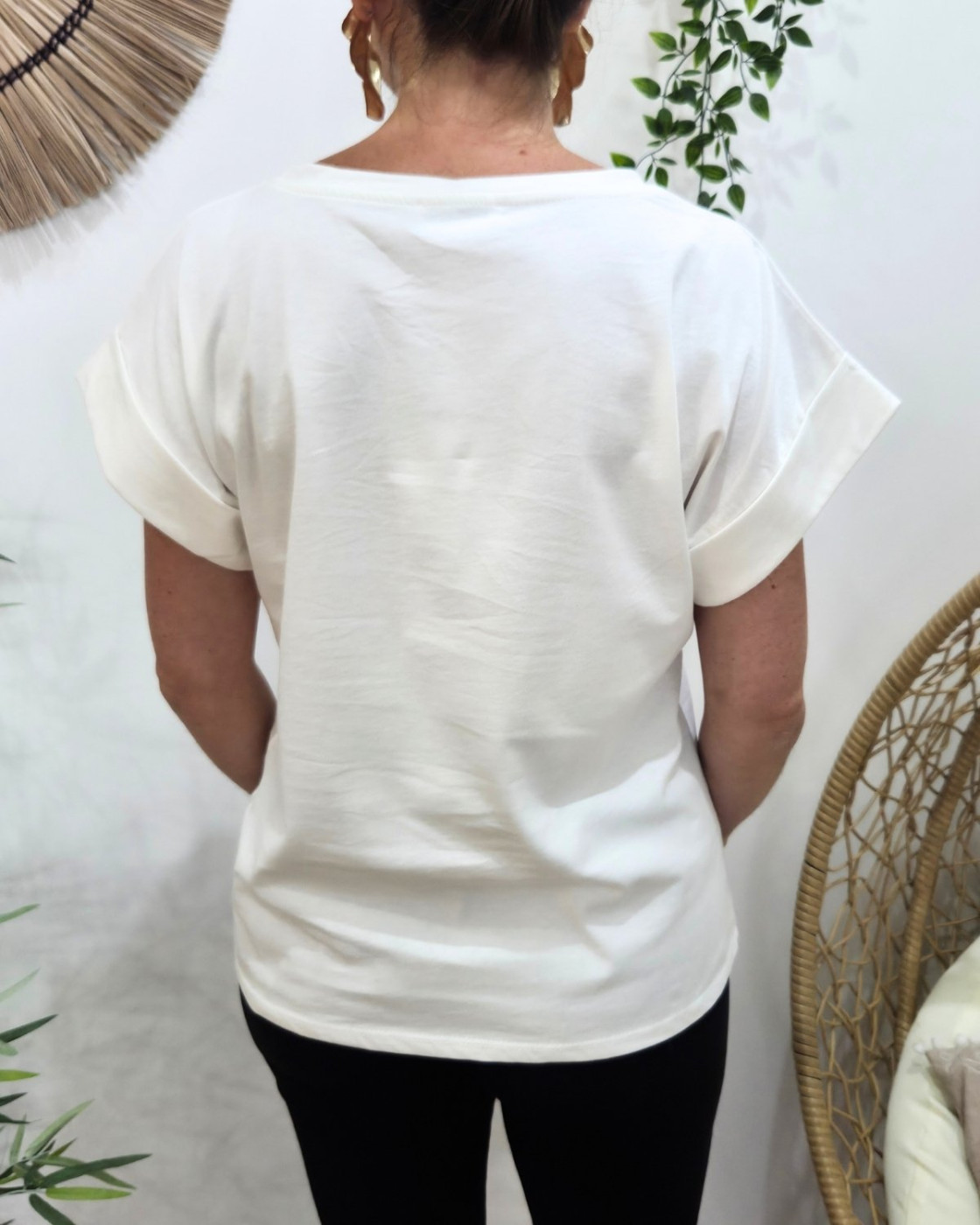 T-Shirt femme écru et léopard life is great