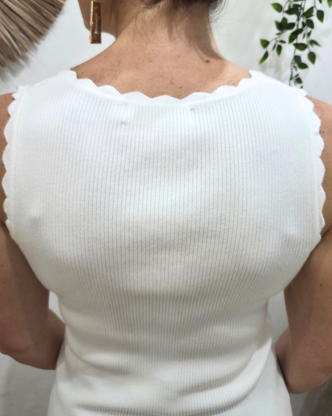 Top femme côtelé écru Lucilla