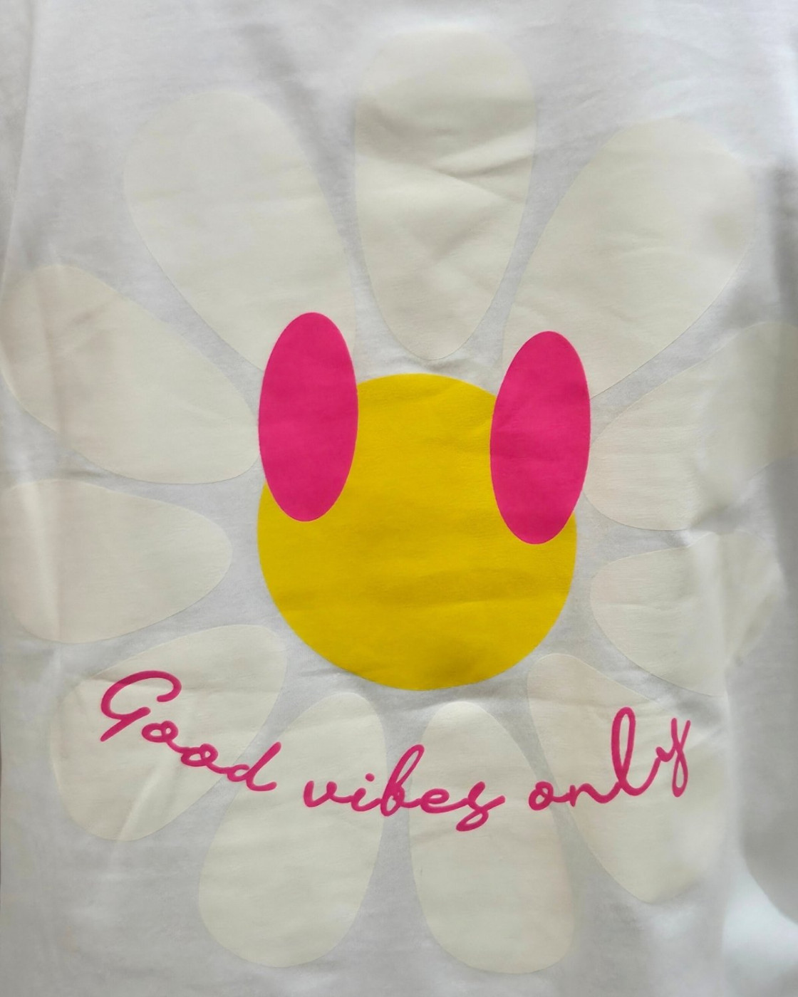 T-Shirt femme blanc fleurs good vibes Only