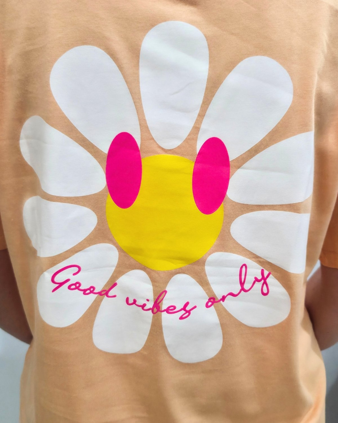 T-Shirt femme orange fleurs good vibes Only