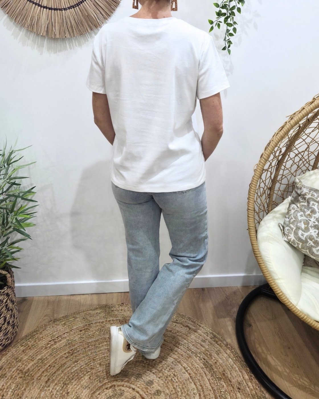 T-Shirt femme AMOUR moumoute beige vert rose