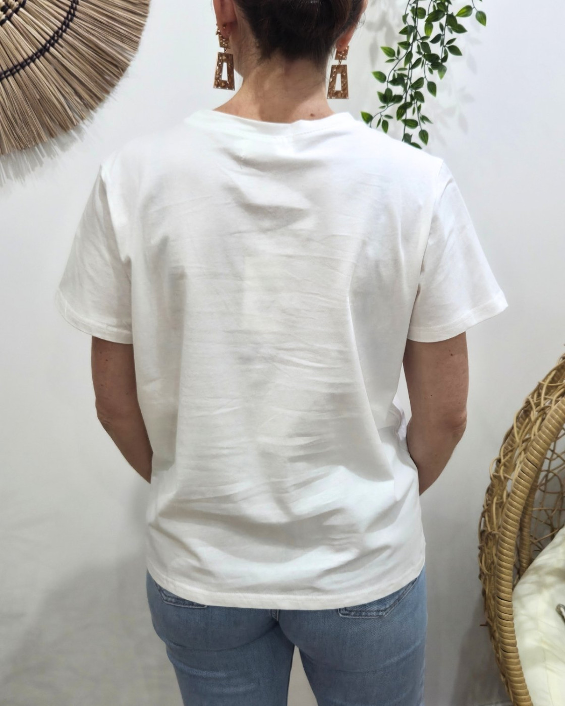 T-Shirt femme blanc Coeur Maman cool brodé rose et rouge