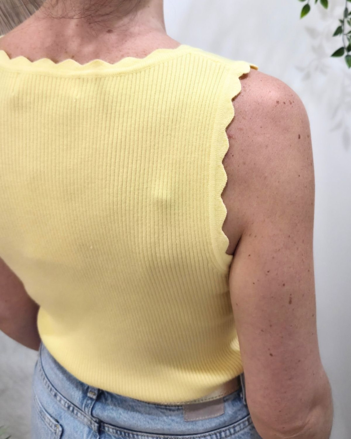 Top femme côtelé jaune Lucilla