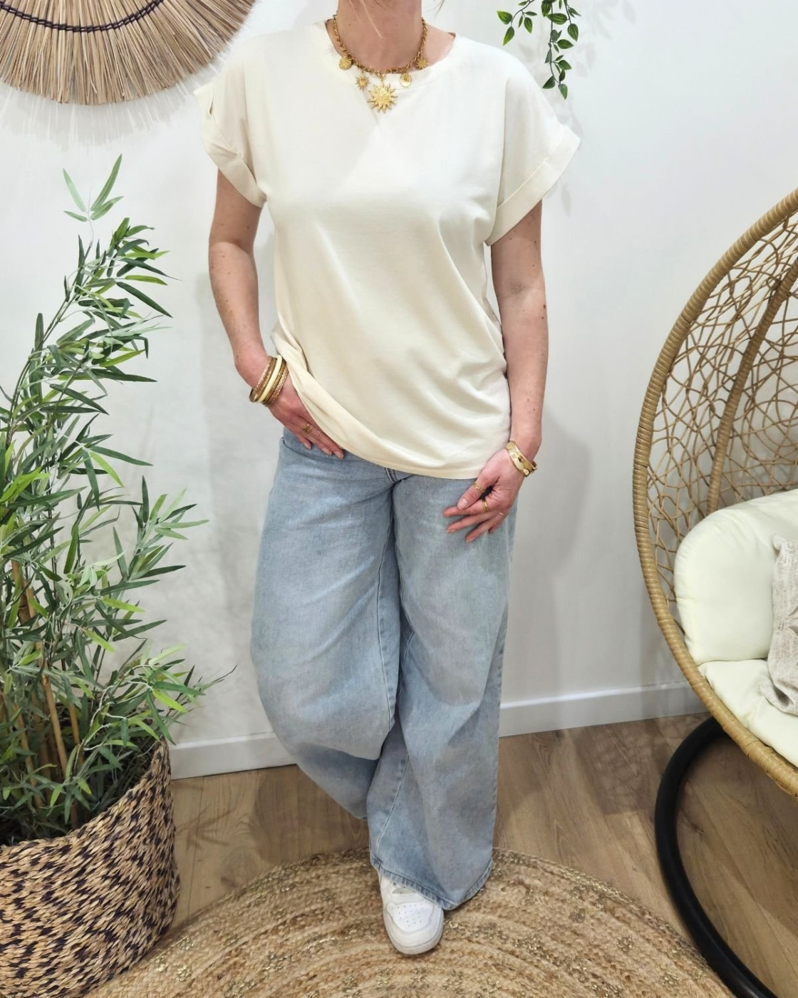 T-shirt femme uni col rond