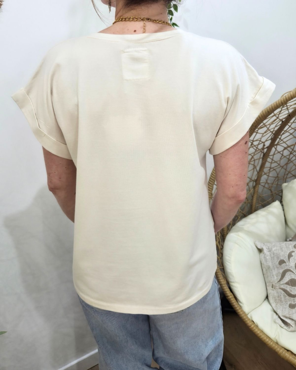 T-shirt femme uni col rond