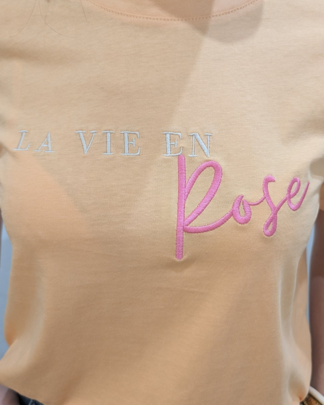T-Shirt femme orange La vie en rose