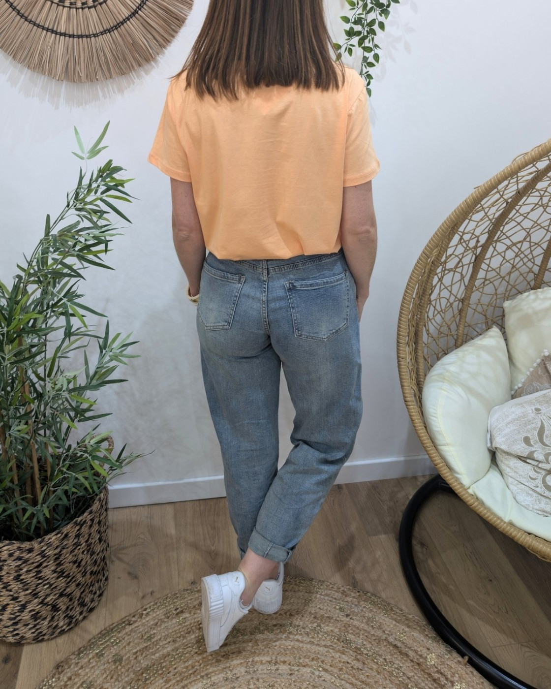 T-Shirt femme orange La vie en rose