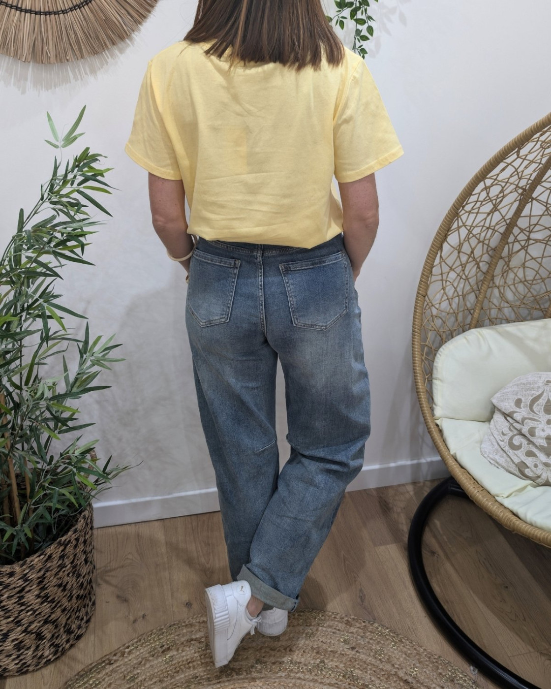 T-Shirt femme jaune amour fleuri multicolores Sardanna