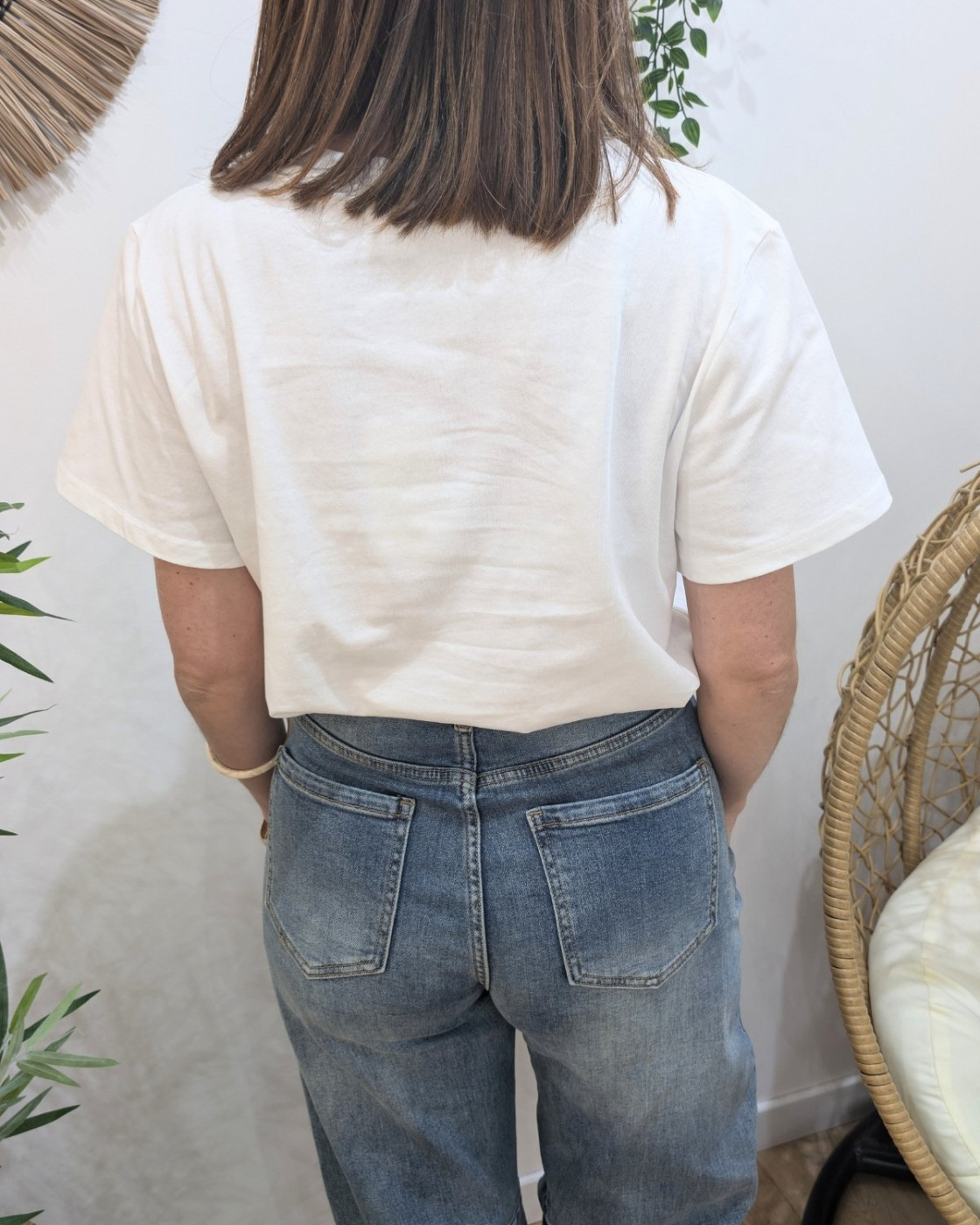 T-Shirt femme blanc amour fleuri multicolores Sardanna