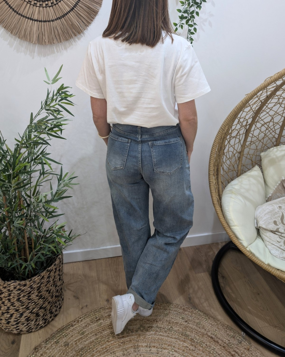 T-Shirt femme blanc amour fleuri multicolores Sardanna