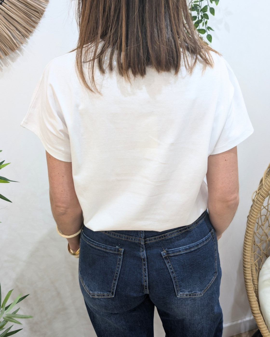 T-Shirt femme blanc broderies ajourées Altana