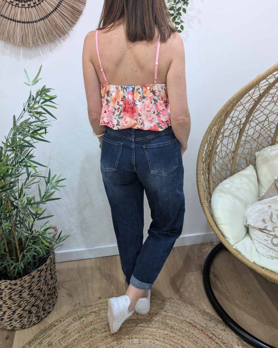 Top femme fleuri rose Raissa