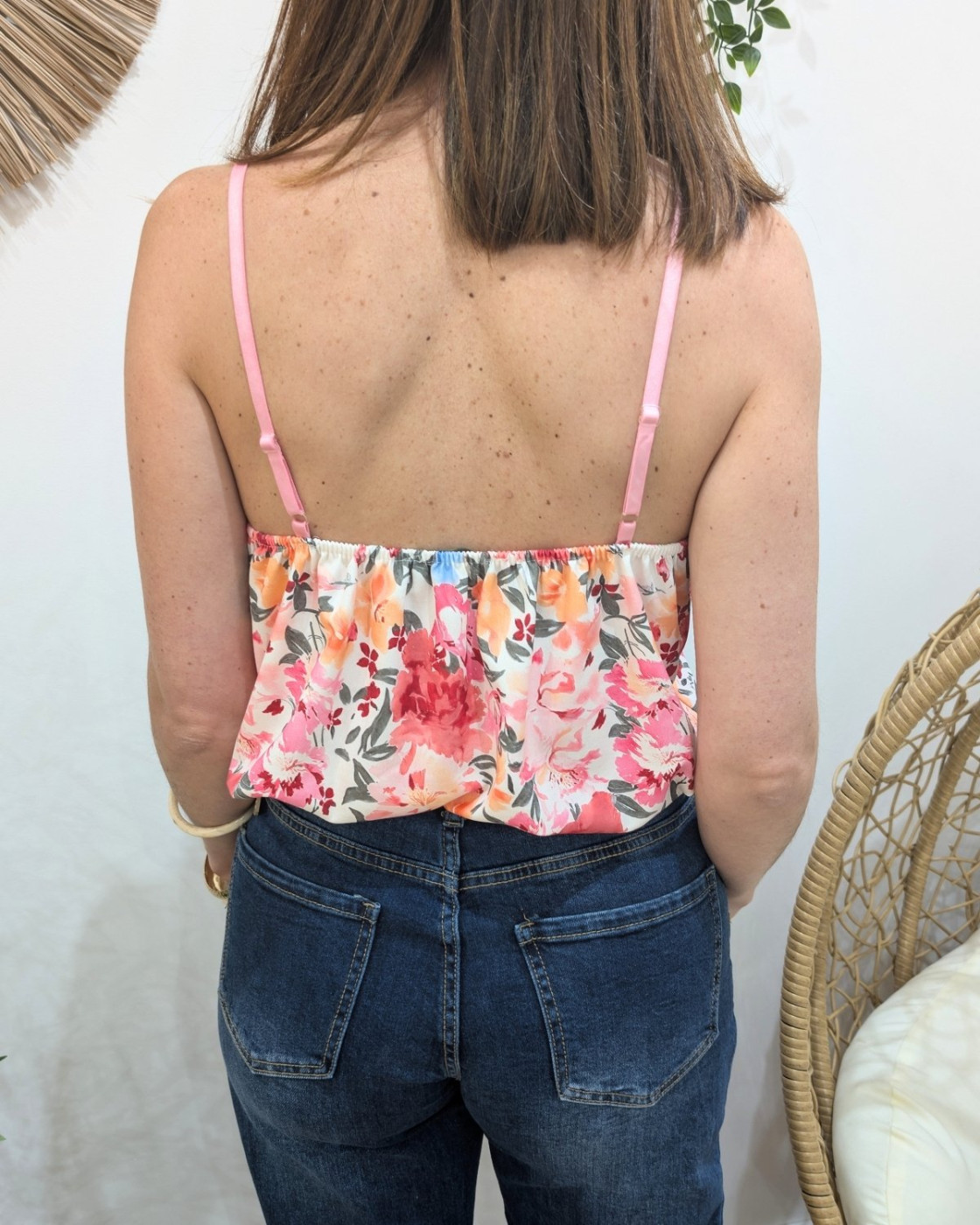 Top femme fleuri rose Raissa