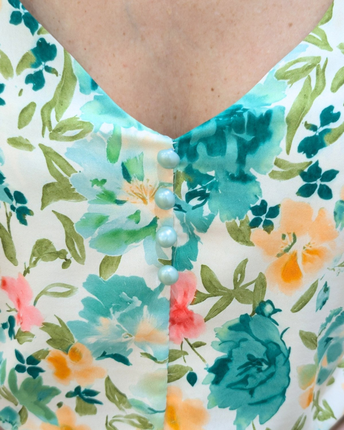 Top femme fleuri vert Raissa