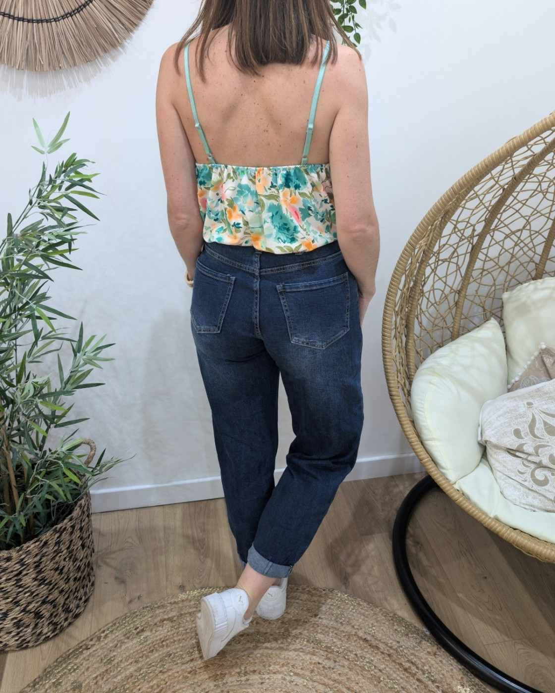 Top femme fleuri vert Raissa