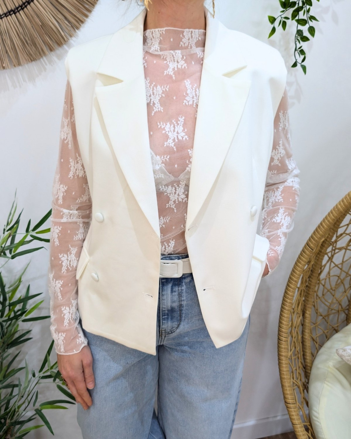 Top manches longues Azel blanc