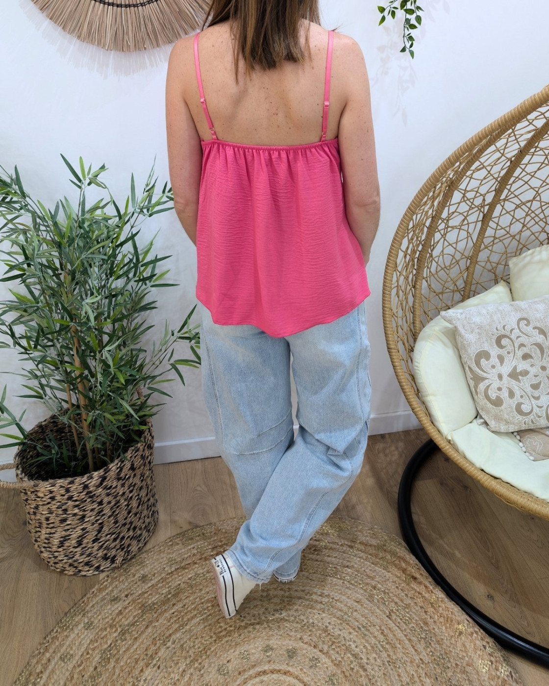 Top femme à bretelles rose Garance