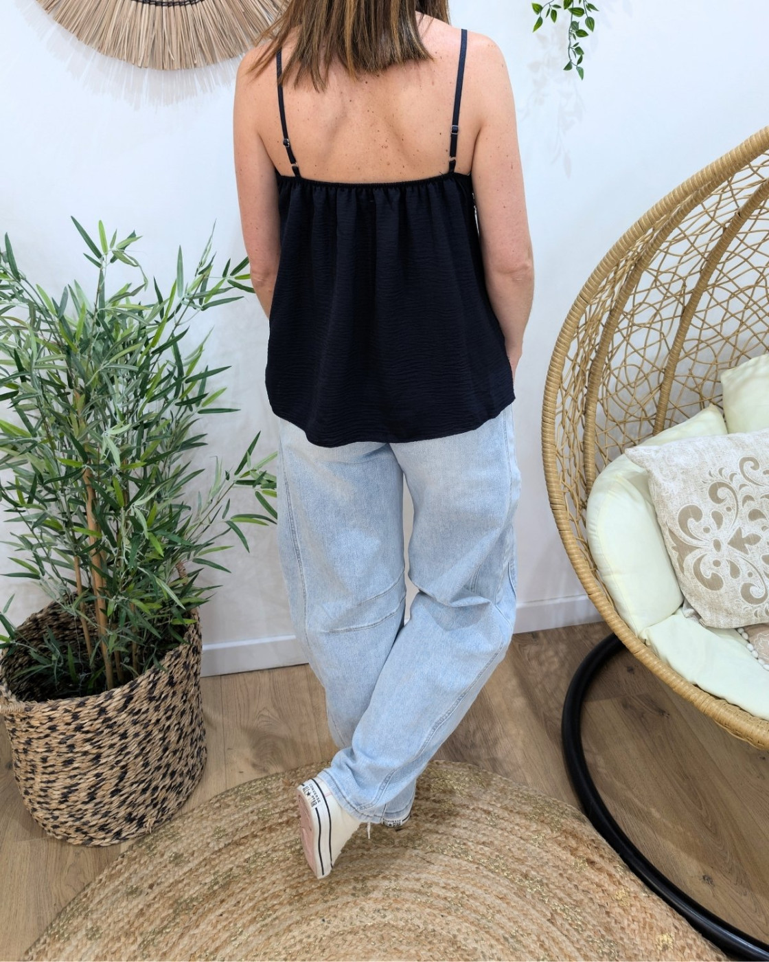 Top femme à bretelles bleu marine Garance