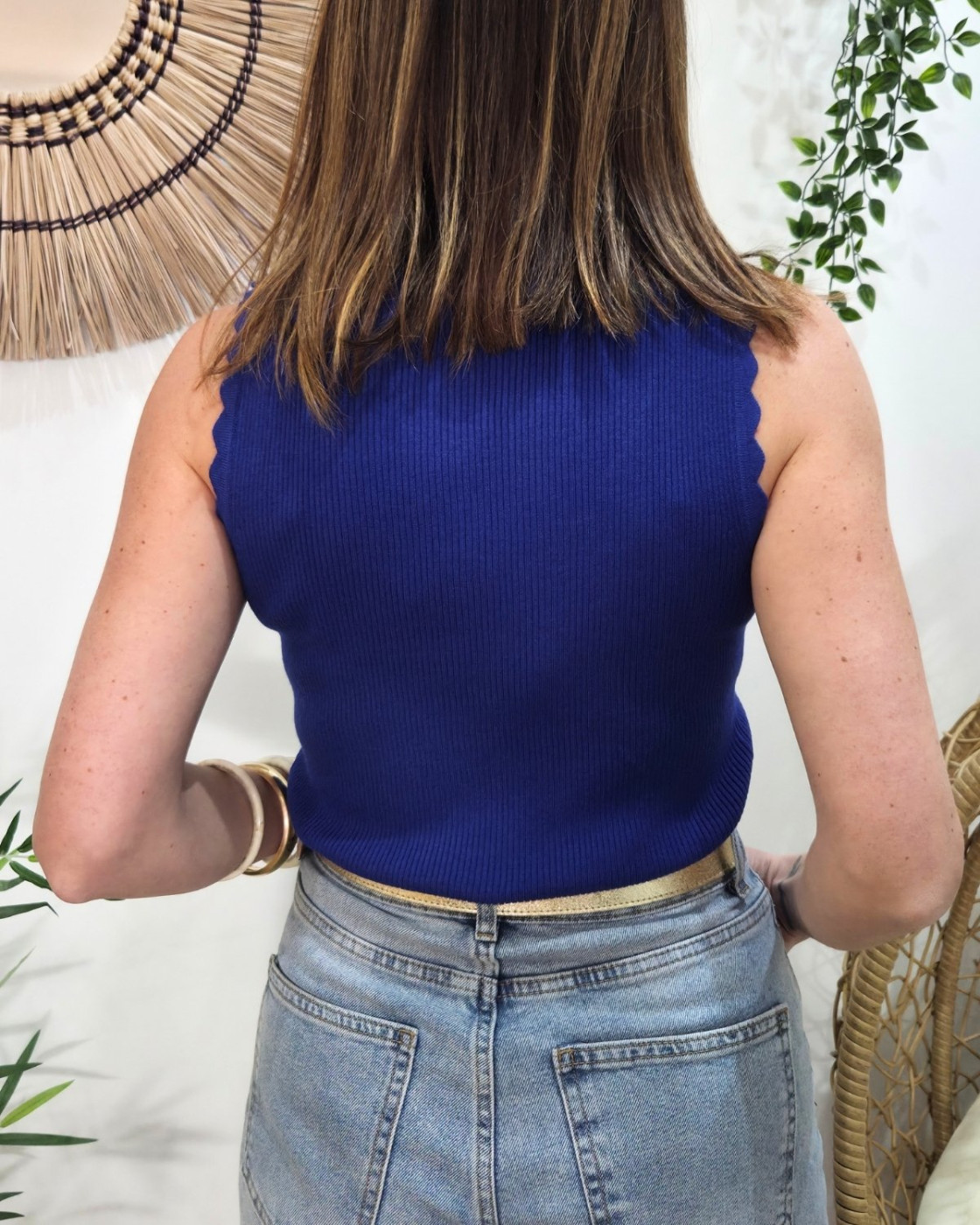 Top femme côtelé bleu roi Lucilla