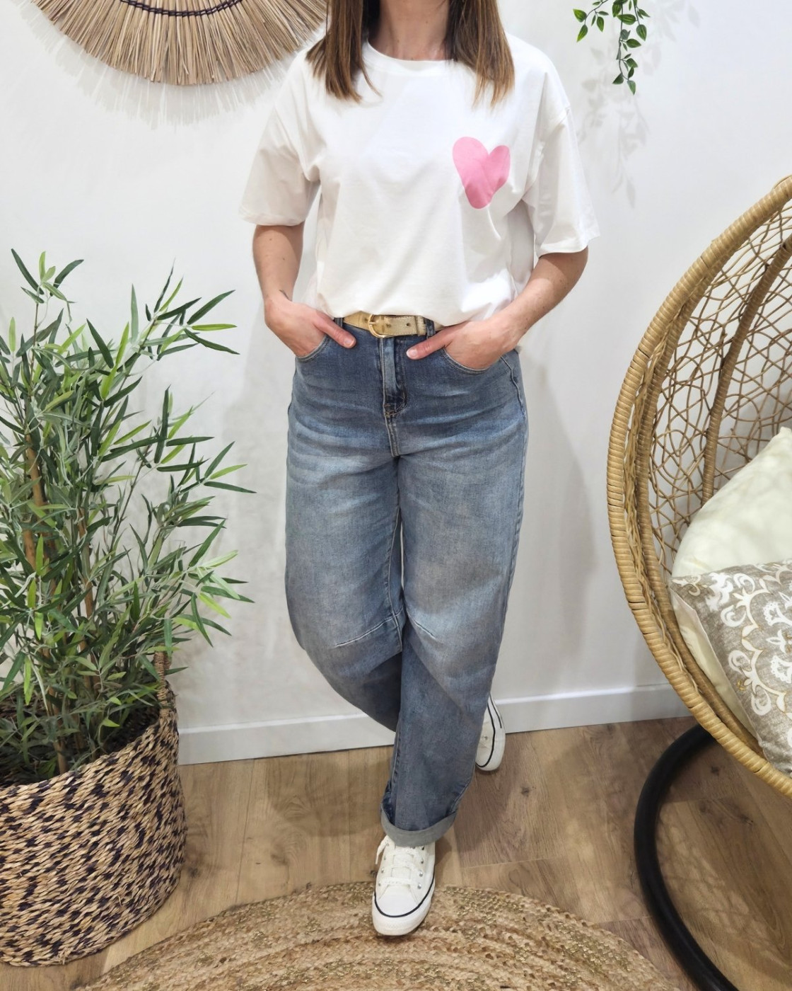 T-shirt femme blanc love is love multicolore