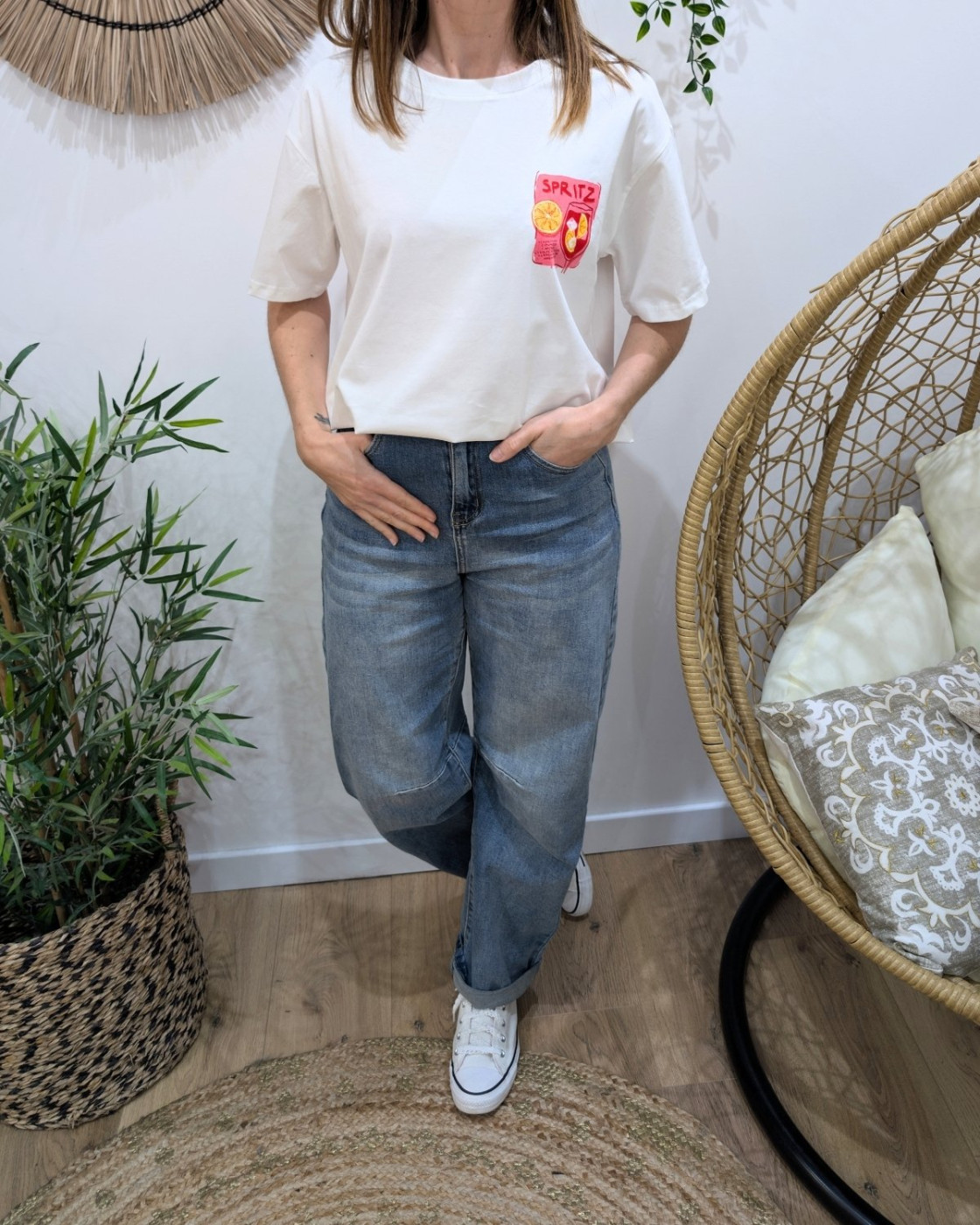 T-shirt femme blanc Spritz