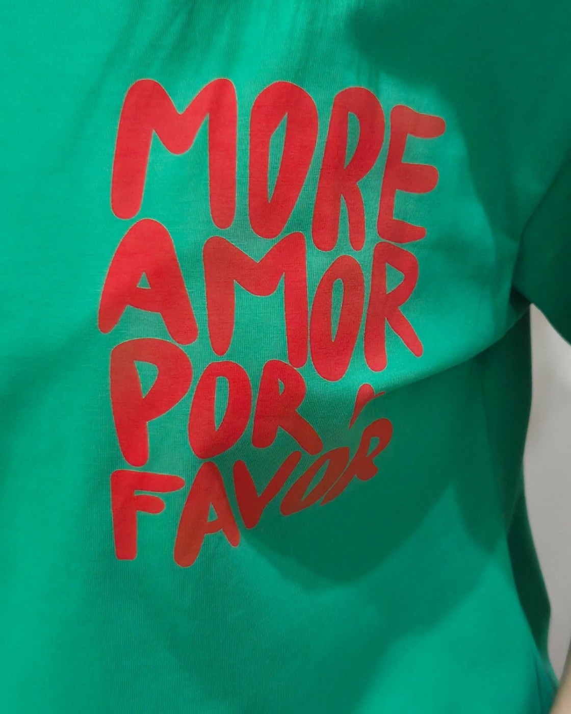 T-shirt femme vert more amor por favor