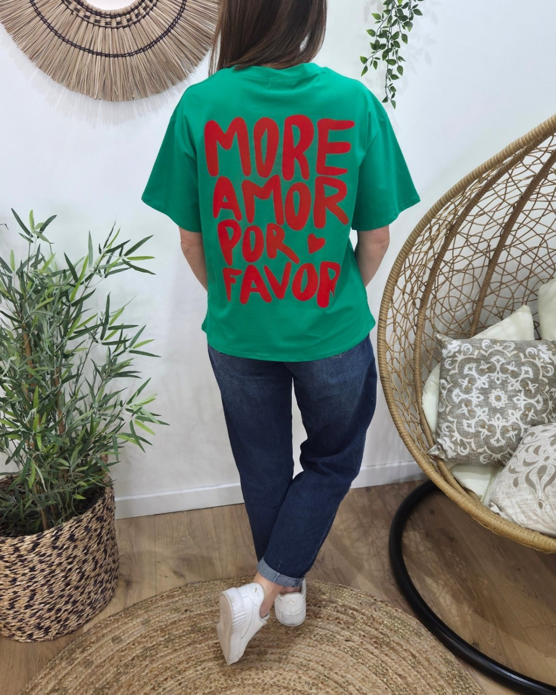 T-shirt femme vert more amor por favor