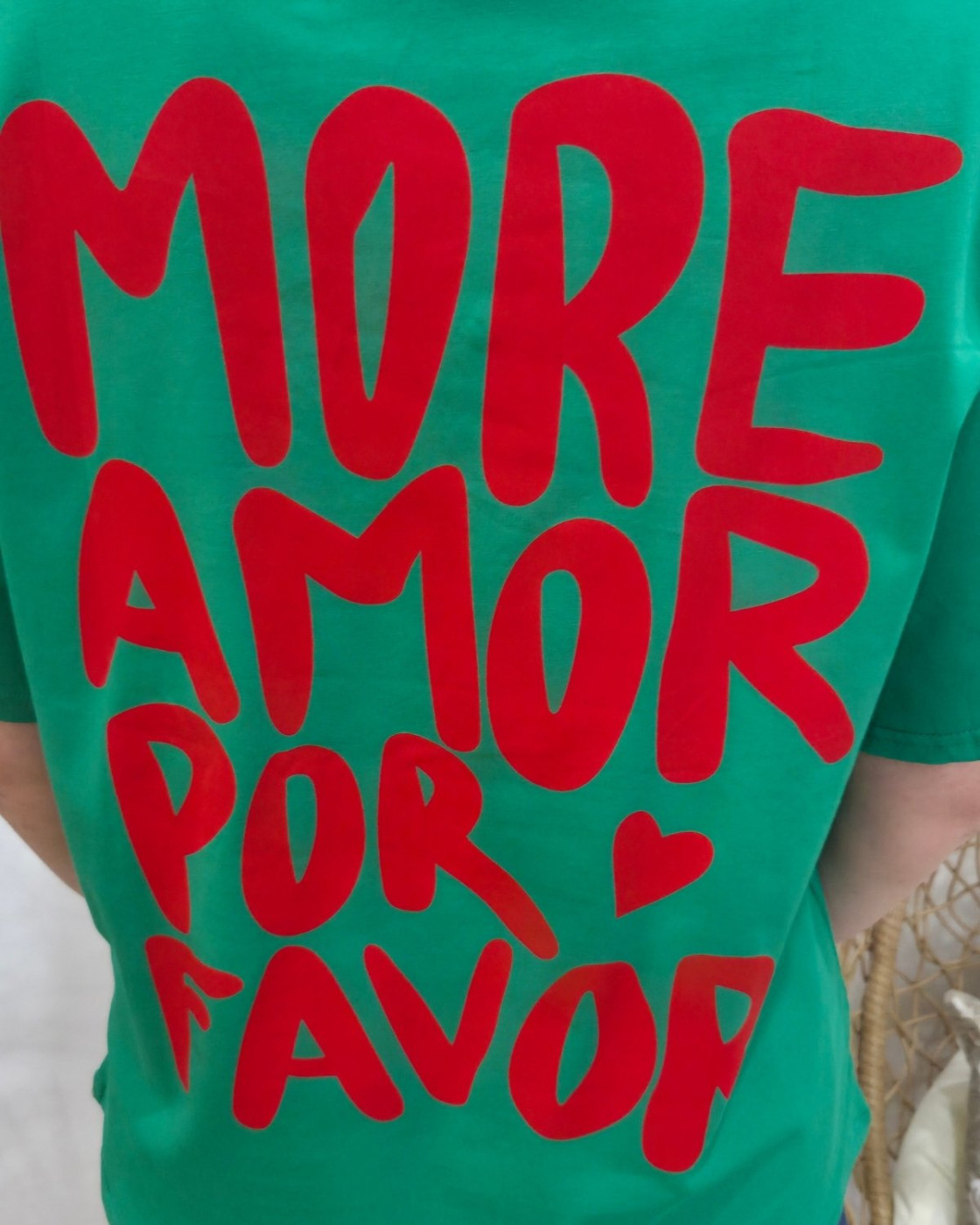 T-shirt femme vert more amor por favor