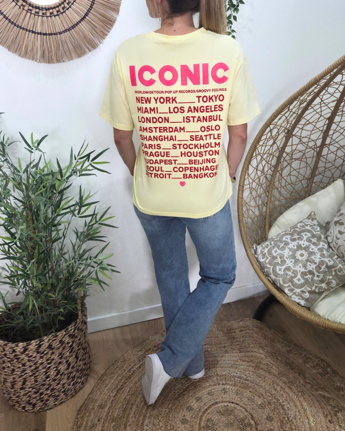 T-shirt femme jaune iconic