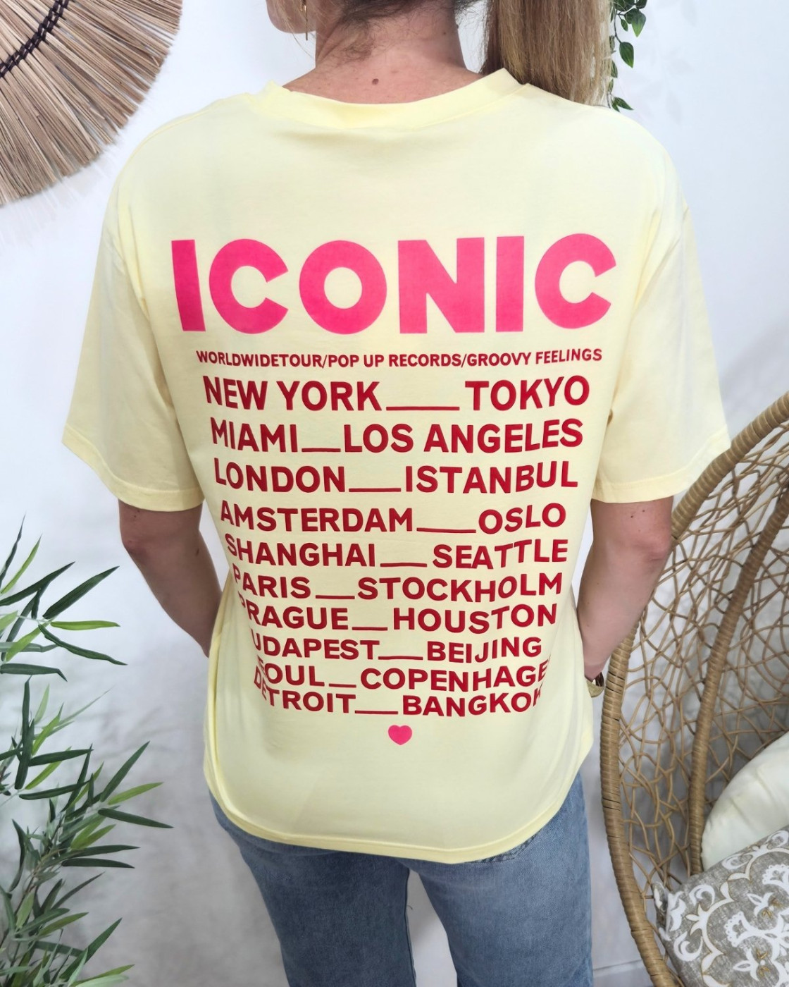 T-shirt femme jaune iconic