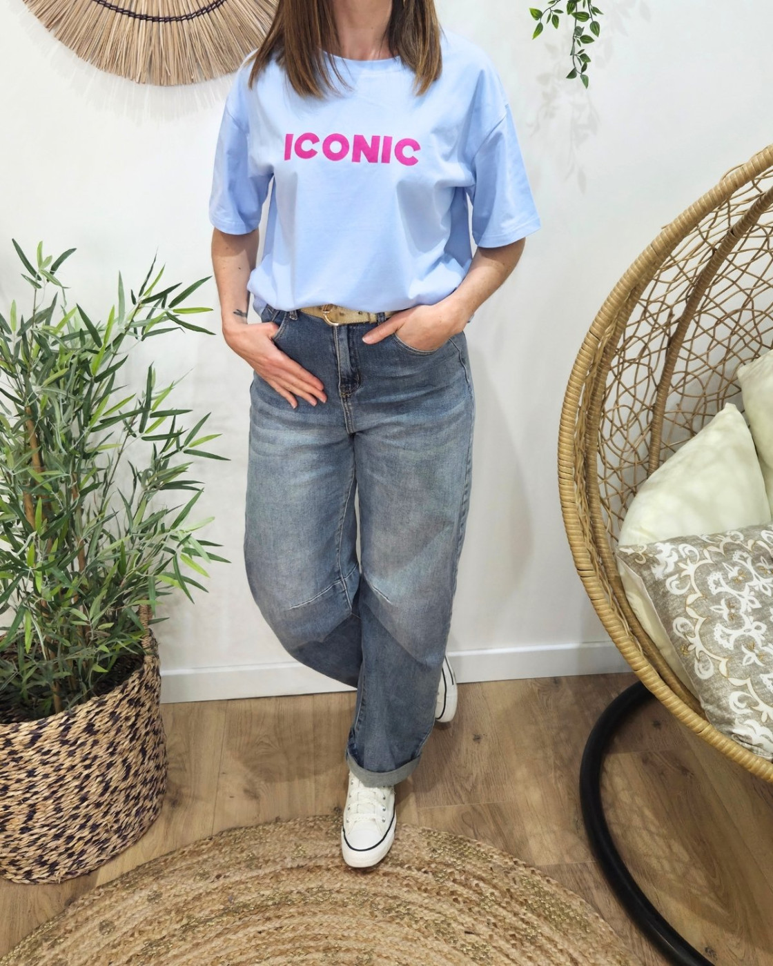 T-shirt femme bleu iconic